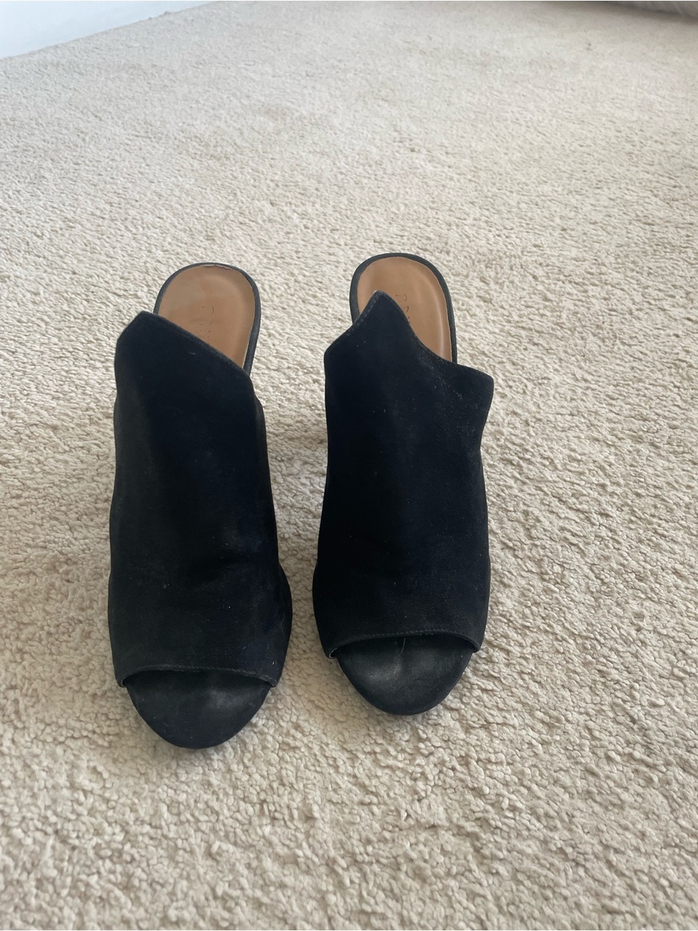 BAMBOO Black Suede Open-Toe Mule Slides